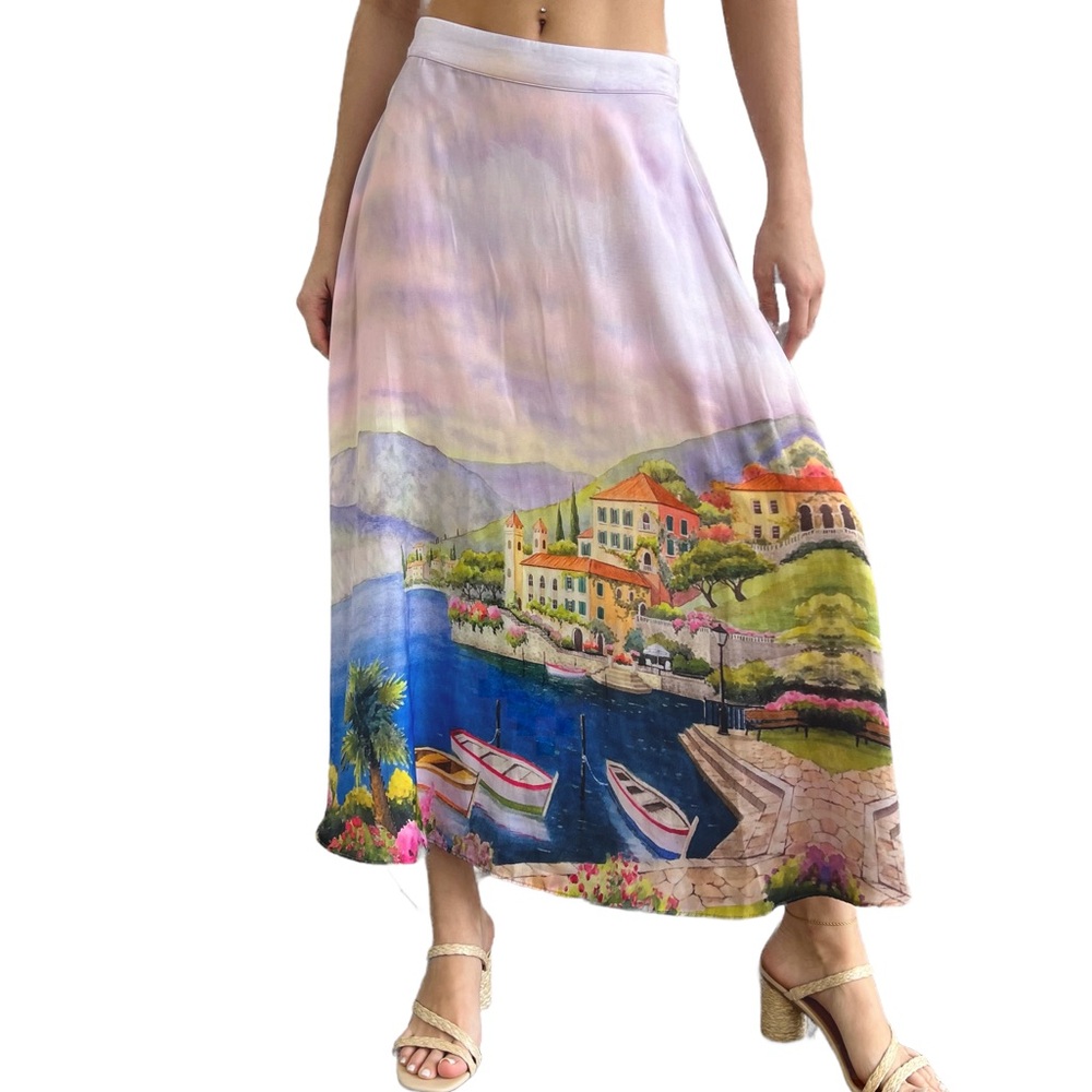 Rachel Zoe Scenic Maxi Skirt Silky Feel Side Zipper Small